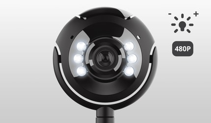 Abbildung USB-Webcam mit eingebautem Mikrofon und integrierten LED-Leuchten