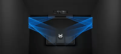 Abbildung Seitliche Lautsprecher und Beam-Hochtonlautsprecher für raumfüllenden Sound