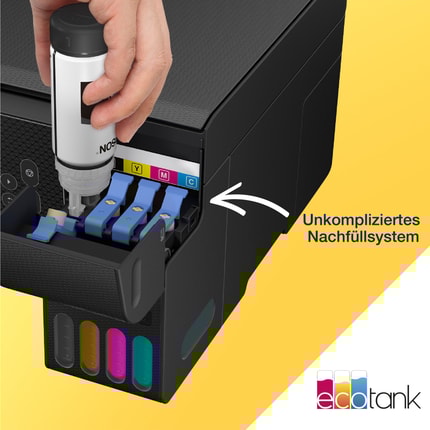 Abbildung Sparen Sie bis zu 90 % an Druckkosten mit den patronenfreien EcoTank Druckern von Epson.