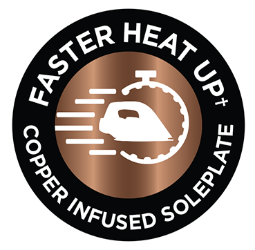 Abbildung Keramik-Bügelsohle mit Kupfer - Für ein schnelleres Aufheizen*