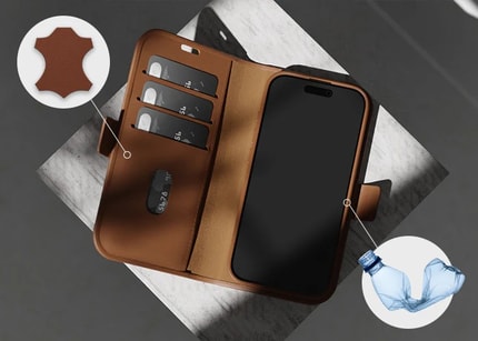 Abbildung Langlebiges Vollnarbenleder trifft auf wiederverwertete Materialien