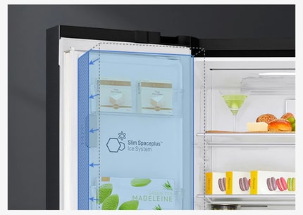 Abbildung Der kompakt integrierte Eisbereiter schafft Platz