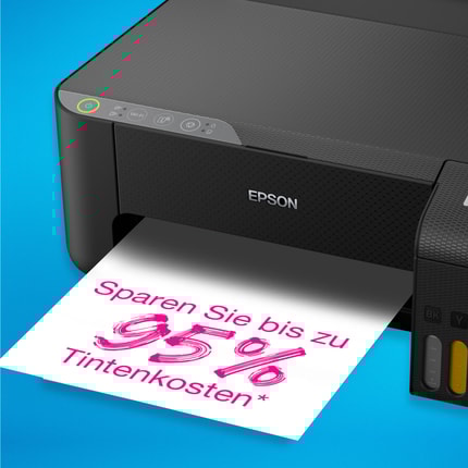 Abbildung Sparen Sie bis zu 95 % an Druckkosten*  mit den patronenfreien EcoTank Druckern von Epson.