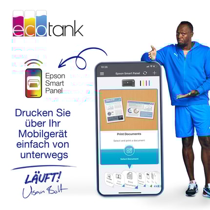 Abbildung Sparen Sie bis zu 90 % an Druckkosten mit den patronenfreien EcoTank Druckern von Epson.