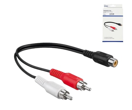 Audiokabel 1x Cinch Buchse - 2x Stecker, 0,2 m, schwarz