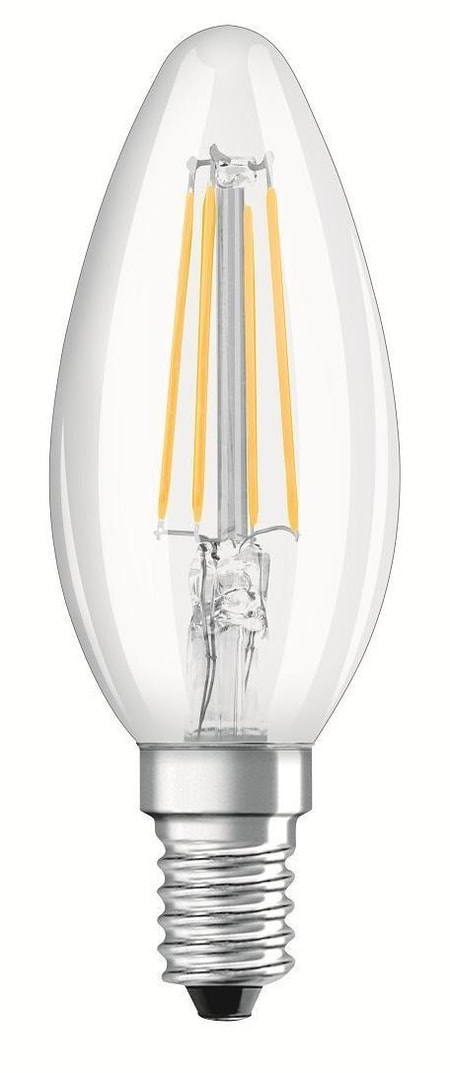 LED-Filament "BASE", Kerze, 4W ersetzt 40W, E14, Warmweiß, klar, 2 Stück 00217803