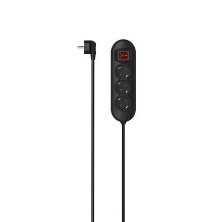 Steckdosenleiste, 3-fach, Schalter, optim. Schalterposition, 1,4 m, Schwarz (00223022)