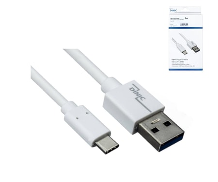 USB 3.1 Kabel, USB-C auf USB-A , 2 m, 5 Gbps, 3 A charging, Weiß