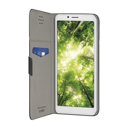 Hülle Bookslim Universal für Smartphones bis zu 6,8" (170x80mm max), Schwarz