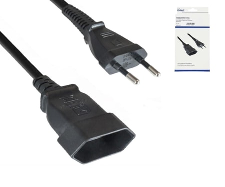 Netzkabel Eurostecker auf Eurobuchse, 0,75mm², Euro CEE 7/16, Verlängerung, VDE, schwarz, Länge 2,00