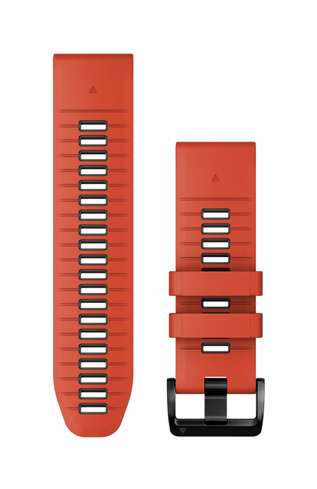 QuickFit-Armband 26 mm, Silikon Flammenrot/Graphit, Teile aus Edelstahl Schwarz