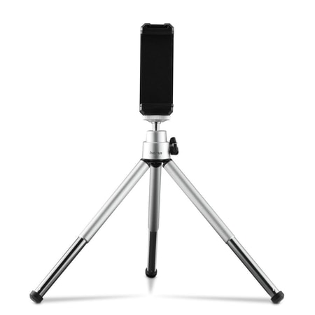 Mini-Stativ "Fancy 2in1" f. Handy u. Kamera (¼"), Reisestativ, 16cm, Silber (00004666)