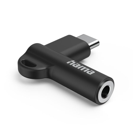 Aux-Adapter USB-C – 3,5-mm-Klinke-Buchse, 90° Winkelstecker, Schwarz (00201701)