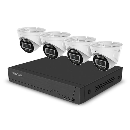 FNA 108 E T4 2T (Weiß) Komplettset für Videoüberwachung, 4K 8MP PoE mit 4 Kameras + Video Rekorder