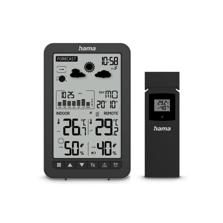 Wetterstation "Ko Samui", mit Außensensor, Funk, Wecker, Schwarz (00222219)