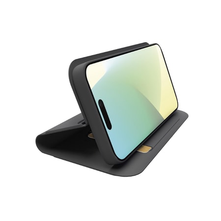 Klapphülle mit Ständer und Soft-Touch-Oberfläche für das iPhone 16, Schwarz