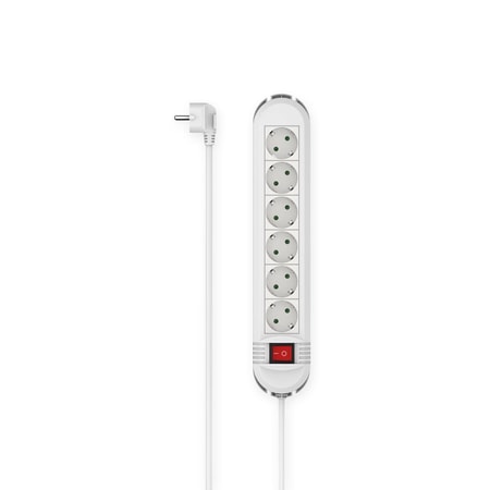 Steckdosenleiste, 6-fach, Schalter, Wandmontage, 1,5 m, Weiß (	00223035)