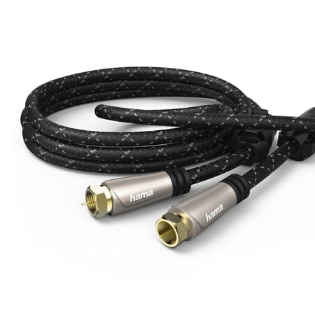 SAT-Anschlusskabel, vergoldet, schwarz, 5,0 m, 120 dB (00179217) Koaxialkabel mit F-Stecker