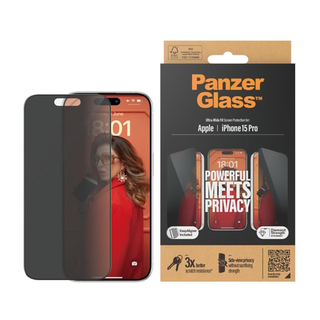 Privacy Screen Protector iPhone 15 Pro | Ultra-Wide Fit w. EasyAligner