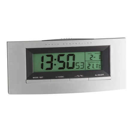 98.1030 Digitaler Funk-Wecker mit Temperatur silber/schwarz