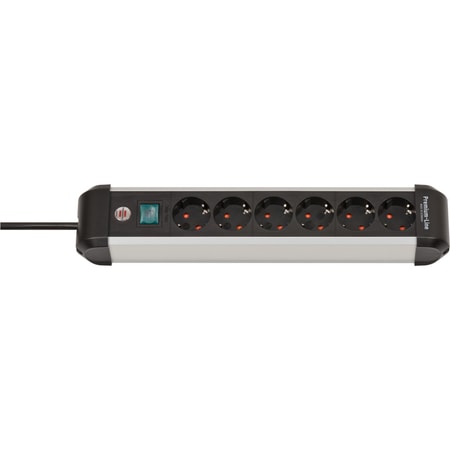 Premium-Alu-Line Steckdosenleiste 6-fach 3m schwarz/silber