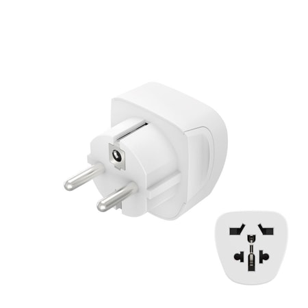 Reiseadapter Typ E und F, 3-polig, Weiß (00223456)