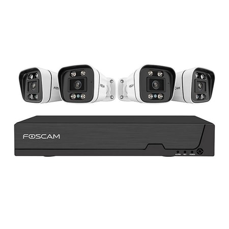 FNA 108 E B4 2T (Weiß) Komplettset für Videoüberwachung, 4K 8MP PoE mit 4 Kameras + Video Rekorder