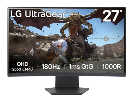 UltraGear 27GS60QX-B.AEUQ, Schwarz, 27 Zoll, Curved, QHD, VA, 180 Hz, 1 ms