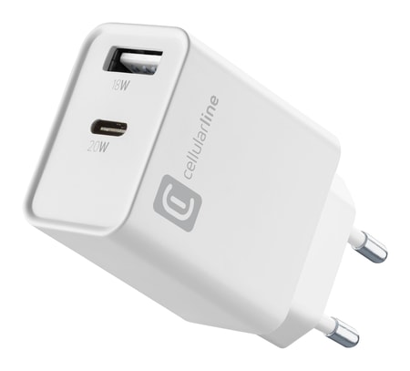 Dual Port Travel Charger Multipower 20W White (60791) Ladegerät (USB-A + USB-C)