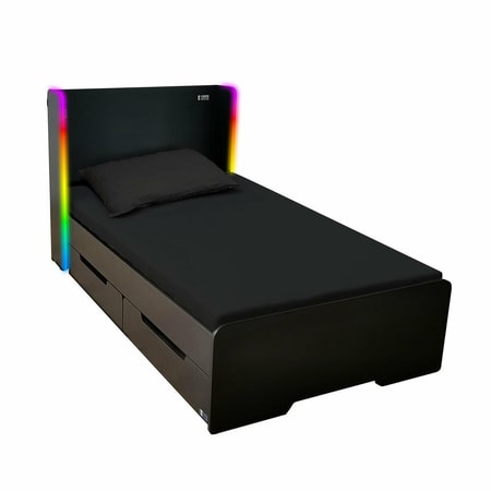 Electra RGB Gaming-Bett Einzelbett mit Holzrahmen, ausziehbaren Stauraumschubladen