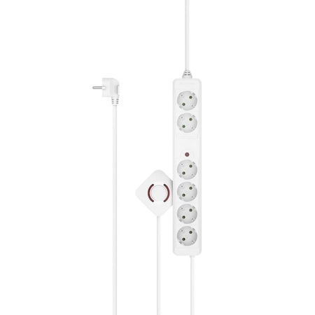 Steckdosenleiste, 6-fach, Fußschalter, 3 m, Weiß