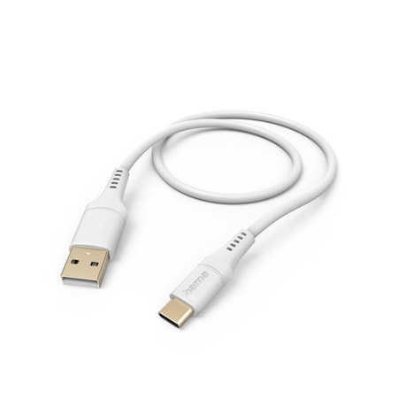 Ladekabel "Flexible", USB-A - USB-C, 1,5 m, Silikon, Weiß