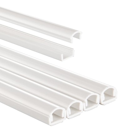 Kabelkanal, 4 Stück, selbstklebend, halbrund, 100 x 1,1 x 1 cm, PVC, Weiß (00220980)