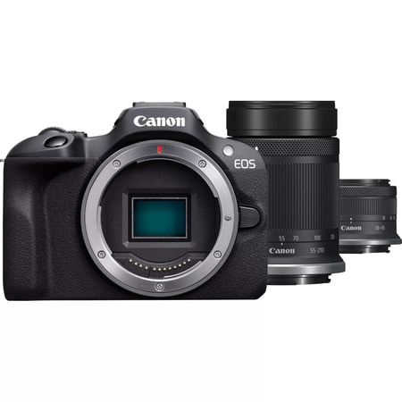 EOS R100 Gehäuse + + RF-S 18-45mm F4.5-6.3 IS STM + RF-S 55-200mm F5-7.1 IS STM Kit Systemkamera