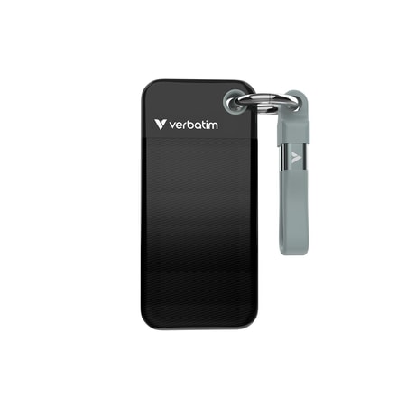 Pocket SSD 2 TB, Schlüsselanhänger mit Kabelbefestigung, Schwarz/Grau