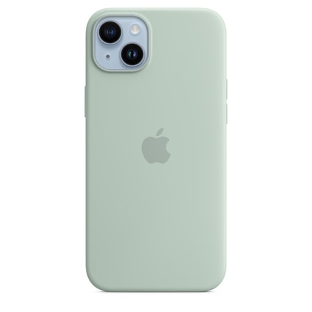 iPhone 14 Plus Silikon Case mit MagSafe - Agavengrün Handyhülle