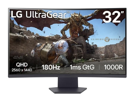 UltraGear 32GS60QX-B.AEUQ, Schwarz, 31,5 Zoll, Curved, WQHD, 180 Hz, 1 ms