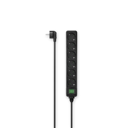 Steckdosenleiste, 6-fach, Schalter, 1,4 m, Schwarz (00223010)