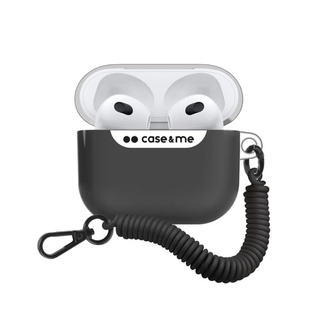 Hülle für AirPods 3 mit elastischem Trageband, Schwarz