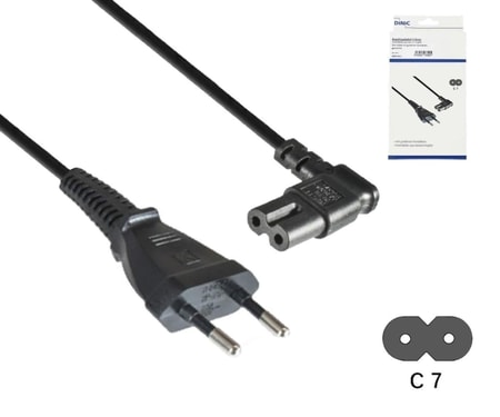 Netzkabel Eurostecker Typ C auf C7, 0,75mm², Eurostecker/IEC 60320-C7, VDE, schwarz, Länge 3,00m