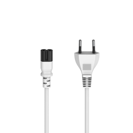 Netzkabel mit Eurostecker, 2-Pin-Stecker, Doppelnut/C7, 1,5 m, Weiß