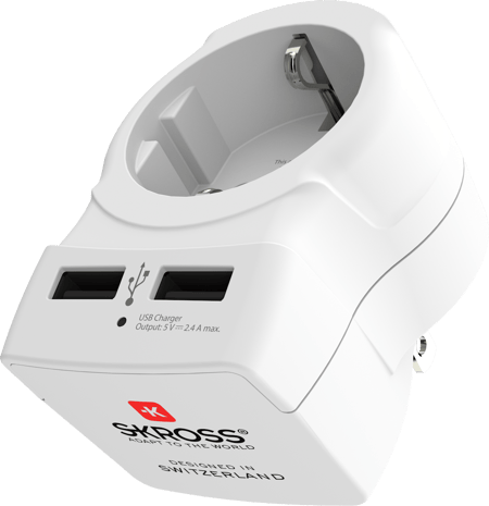 Reisestecker "Europe to US USB", Weiß