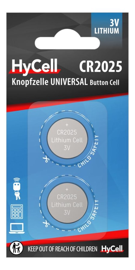 Knopfzelle CR 2025, 2er Blister