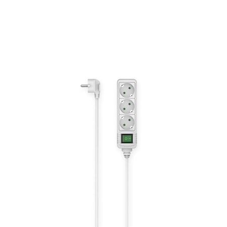 Steckdosenleiste, 3-fach, Schalter, 3 m, Weiß