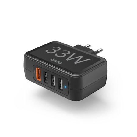 Schnellladegerät 4 Ports, Qualcomm® 3.0, 4x USB-A, 33 W, Schwarz (00125125)