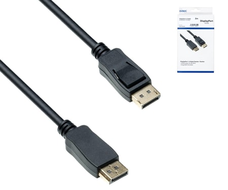 DisplayPort 1.4 Kabel, 2 m, 8K/60Hz, 32,4 GBpS, Schwarz