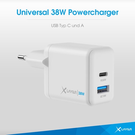 Universal 38W Powercharger USB Typ C, White