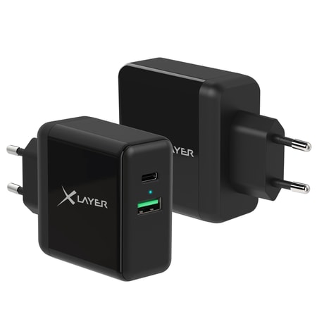 USB QC3.0 + 5V/2.4A Netzteil Black (217074) Ladegerät (USB-A + USB-C)