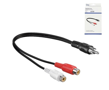 Audio-Video Cinch-Kabel, 1x Stecker auf 2x Buchse, 0,20m, schwarz