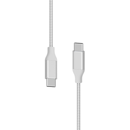 PREMIUM Metallic USB-C-Kabel, 1,5 m, Fast Charging 3A/USB 2.0, Silber